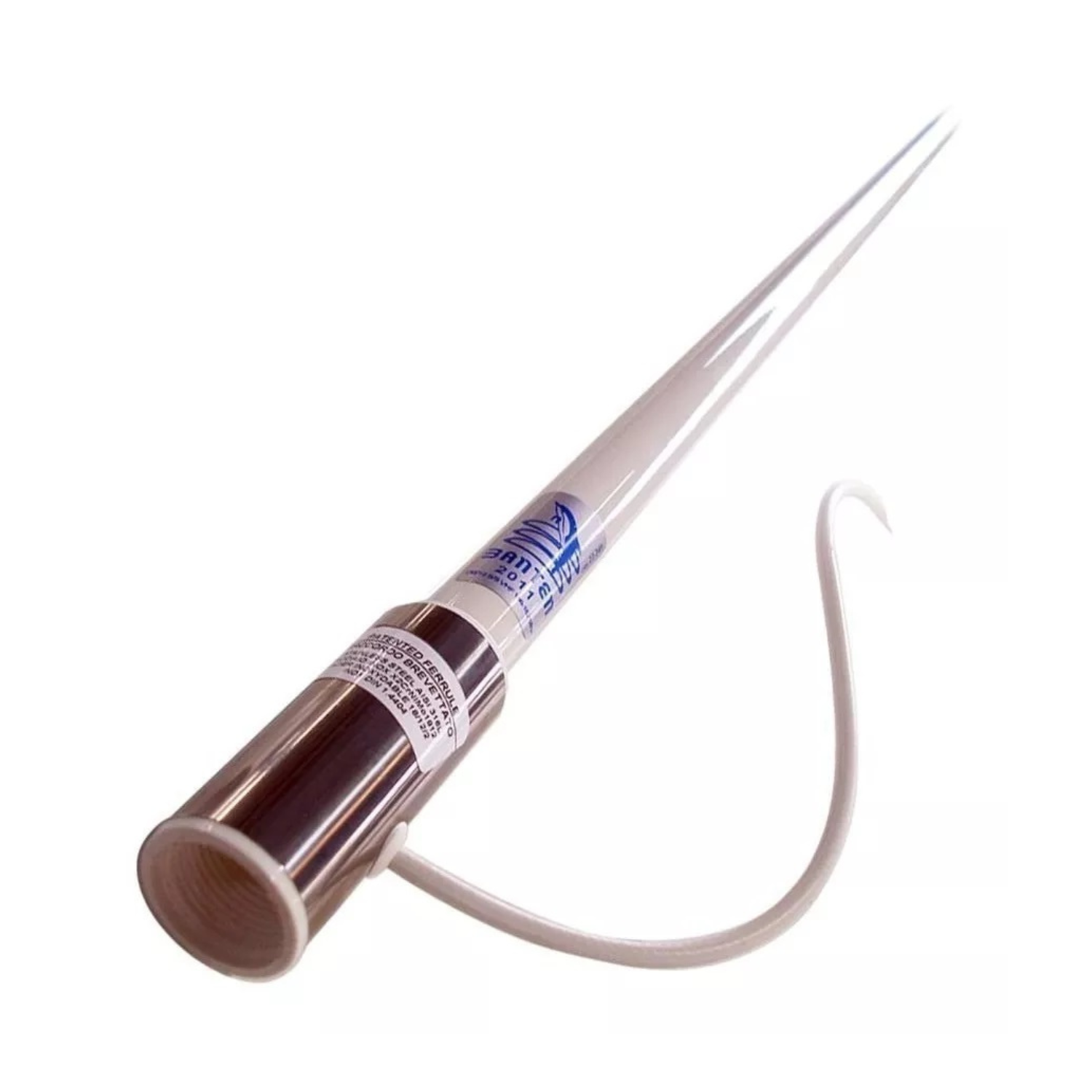 Antena Vhf Marítima 2,2m Fibra De Vidro C/ Base Nylon Branca Banten